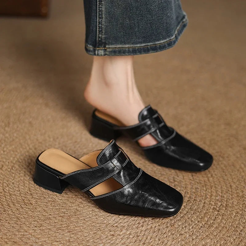 Aya Genuine Leather Mules